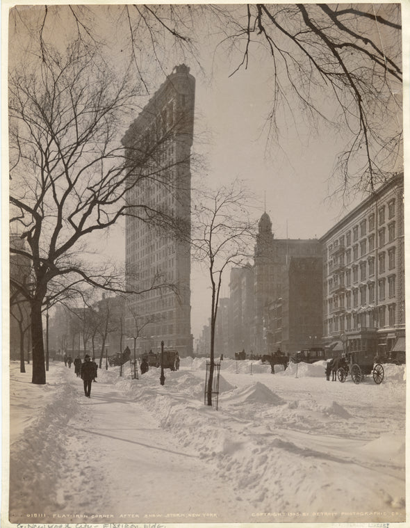Flat-iron corner after snow storm, New York