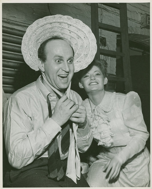 Howard Da Silva (Jud Fry) and actress backstage at Oklahoma!