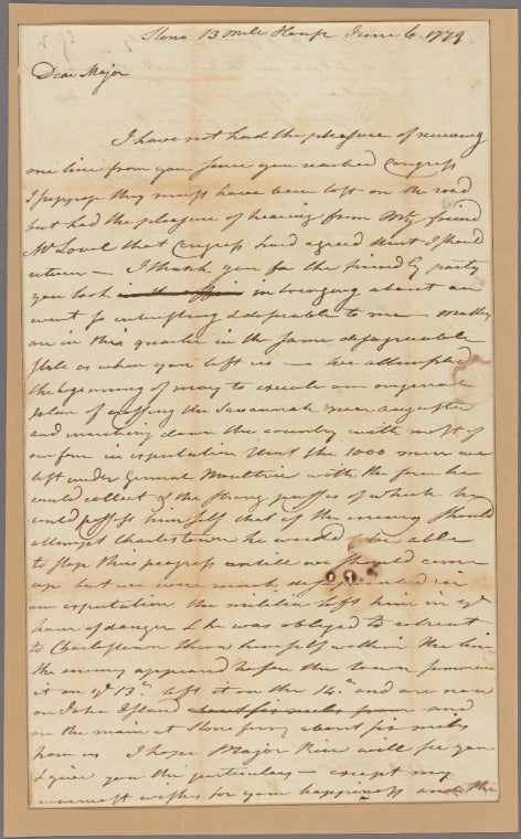 Letter to Maj. Everard Meade, Amelia, Virginia, by Maj. [Nathan] Rice