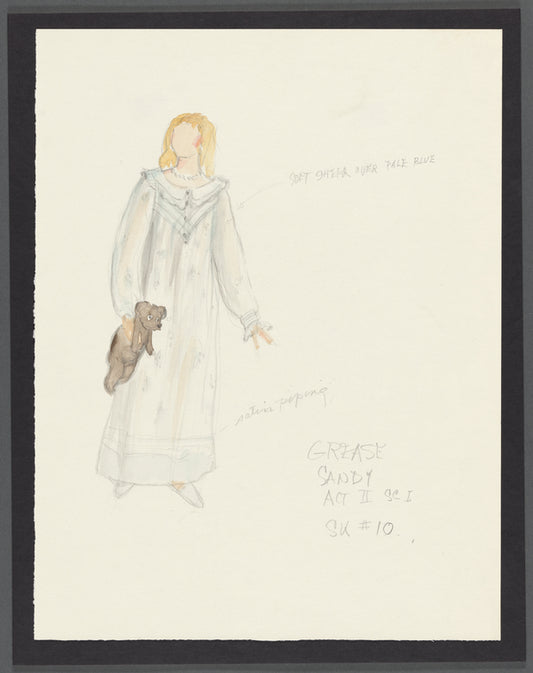 Grease: Costume sketch for Act II Sc 1 Sandy (Susan Wood)