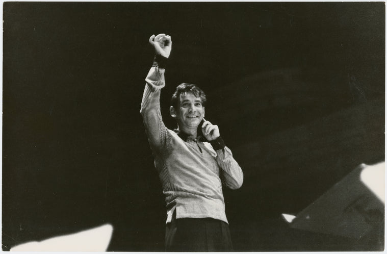 Leonard Bernstein in rehearsal for unidentified production