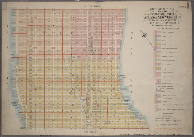 Outline & Index Map of Volume Two, Atlas of New York City, 14th Street to 59th Street