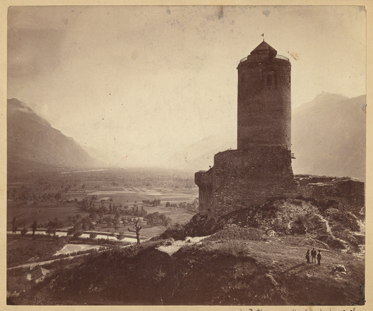 La Batiaz, a castle of the bishops of Sion, erected 1260, dismantled 1518, near Martigny Switzerland, Rhone River