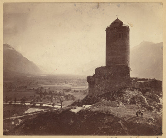 La Batiaz, a castle of the bishops of Sion, erected 1260, dismantled 1518, near Martigny Switzerland, Rhone River