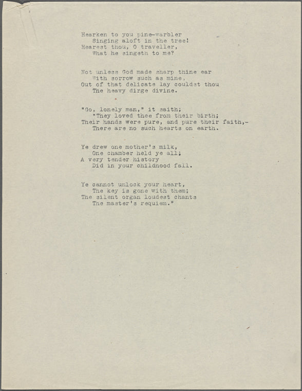 "Dirge." Holograph poem, unsigned, dated 1838