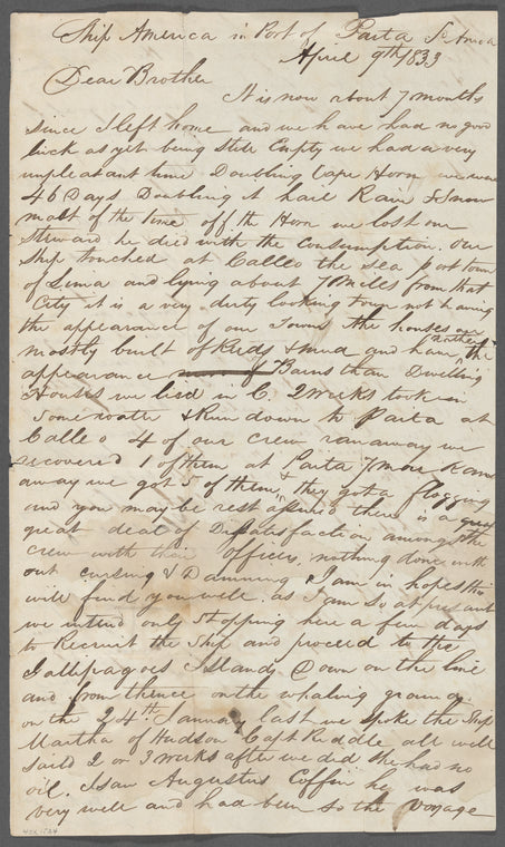 Letter to brother Alexander Jenkins in Richmond, Virginia, April 9, 1833