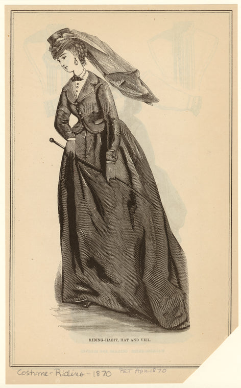 Riding-habit, hat and veil