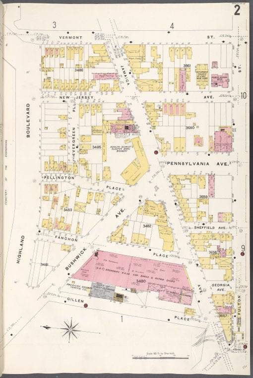 Brooklyn V. 8, Plate No. 2 [Map bounded by Vermont St., Fulton St., Gillen Pl., Highland Blvd.]