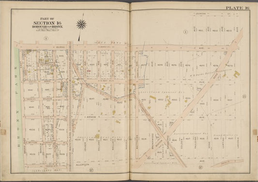 Plate 16 [Map bounded by Burke Ave., Laconia Ave., Allerton Ave., Bronx Park East]