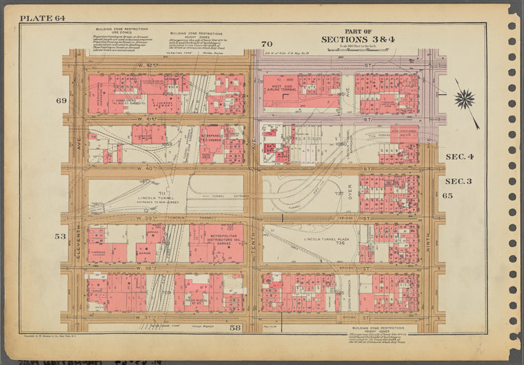Plate 64, Part of Sections 3 & 4: [Bounded by W. 42nd Street, Ninth Avenue, W. 37th Street and Eleventh Avenue.]