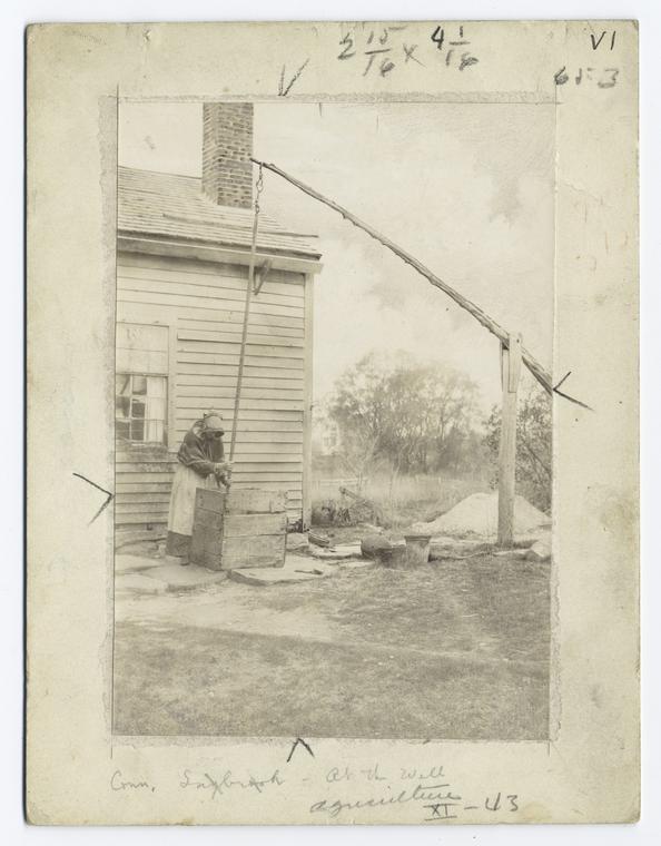 Drawing Water on a Old-time farm.