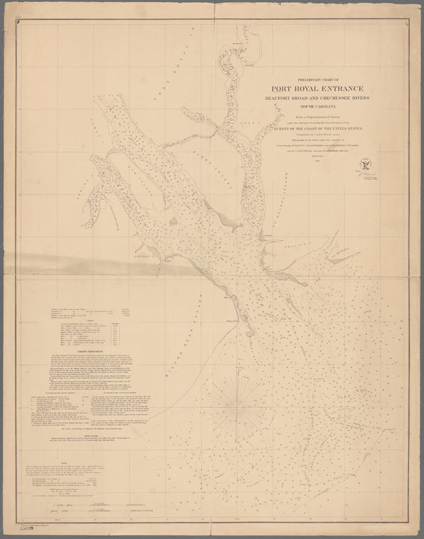Preliminary chart of Port Royal entrance, Beaufort Broad and Chechessee Rivers, South Carolina