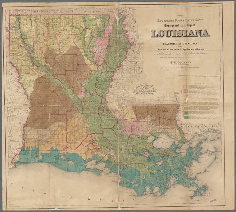 The Louisiana State University topographical map of Louisiana : showing the characteristic features of the surface of the state in symbols and colors