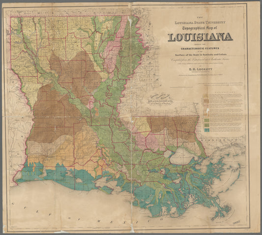The Louisiana State University topographical map of Louisiana : showing the characteristic features of the surface of the state in symbols and colors