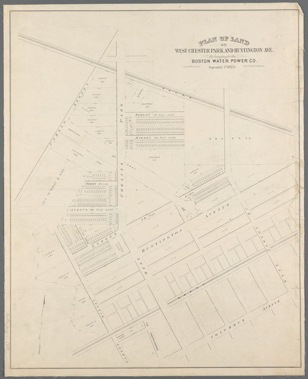 Plan of land on West Chester Park and Huntington Ave.: belonging to the Boston Water Power Co.