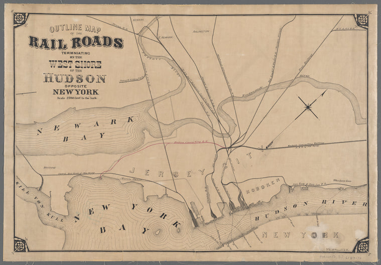 Outline map of the rail roads terminating on the west shore of the Hudson, opposite New York