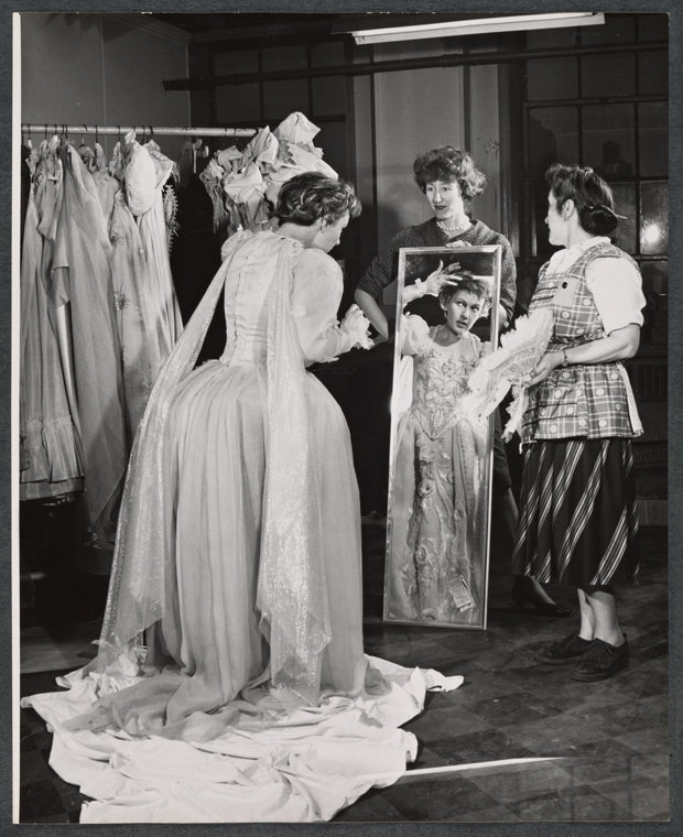 Nancy Wickwire and unidentified others in rehearsal for the 1959 American Shakespeare production of A Midsummer Night's Dream