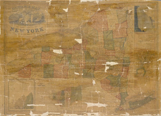 Distance map of the state of New York : containing all the towns in the state.