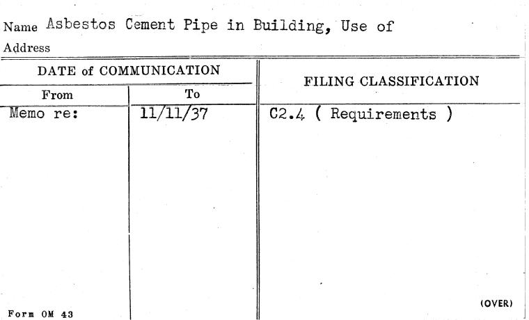 Asbestos Cement Pipe in Building, Use of