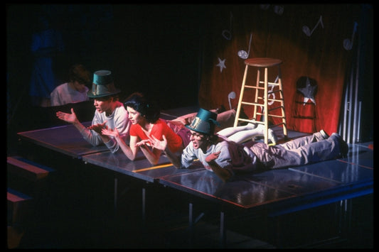 Actors (L-R) Jim Walton, Sally Klein & Lonny Price in a scene fr. the Broadway musical "Merrily We Roll Along." (New York)