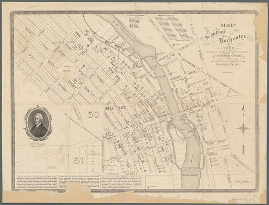 Map of the village of Rochester in 1820: as drawn by the publisher from actual survey published by Horatio N. Fenn, 1856