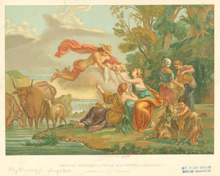 Mercure apportant Jupiter aux nymphes Melisses