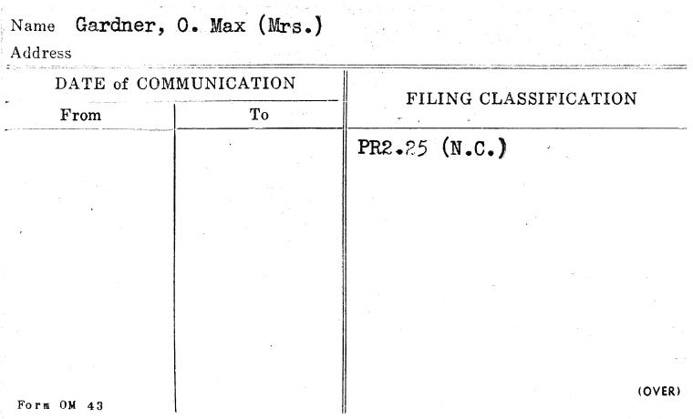 Gardner, O. Max (Mrs.)