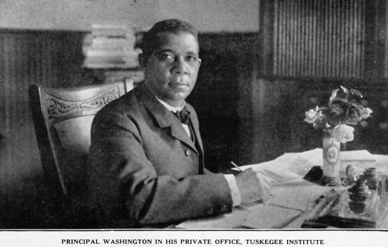 Principal Washington in his private office, Tuskegee Institute.