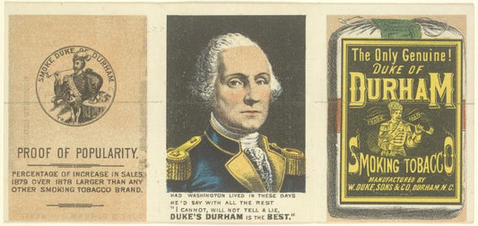 Duke of Durham Tobacco card with Geo. Washington