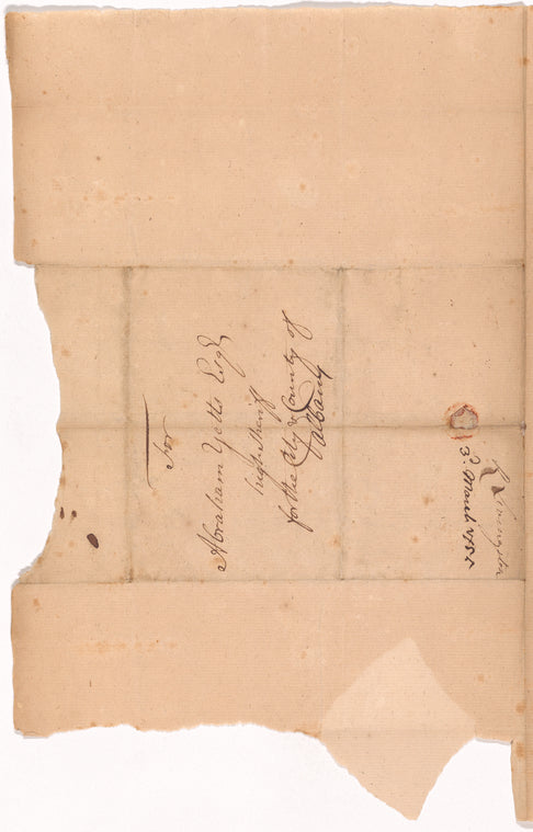 Livingston, Robert, Junr., addressed to Abraham Yates Esqr., High Sheriff for the City and County of Albany