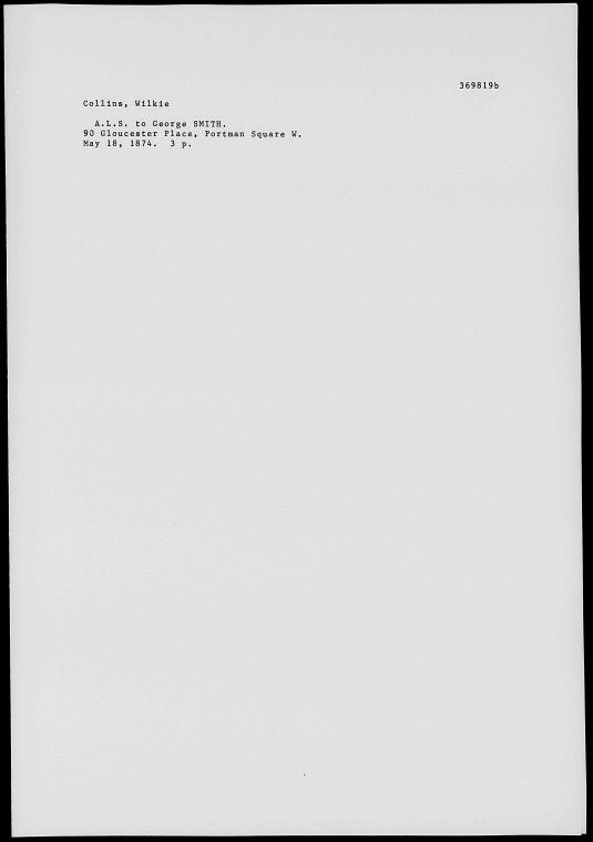 Smith, George. ALS to 1874 May 18