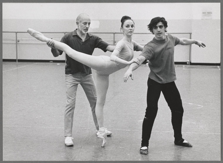Patricia McBride and Edward Villella rehearsing with Jerome Robbins
