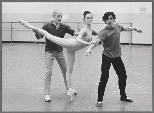 Patricia McBride and Edward Villella rehearsing with Jerome Robbins