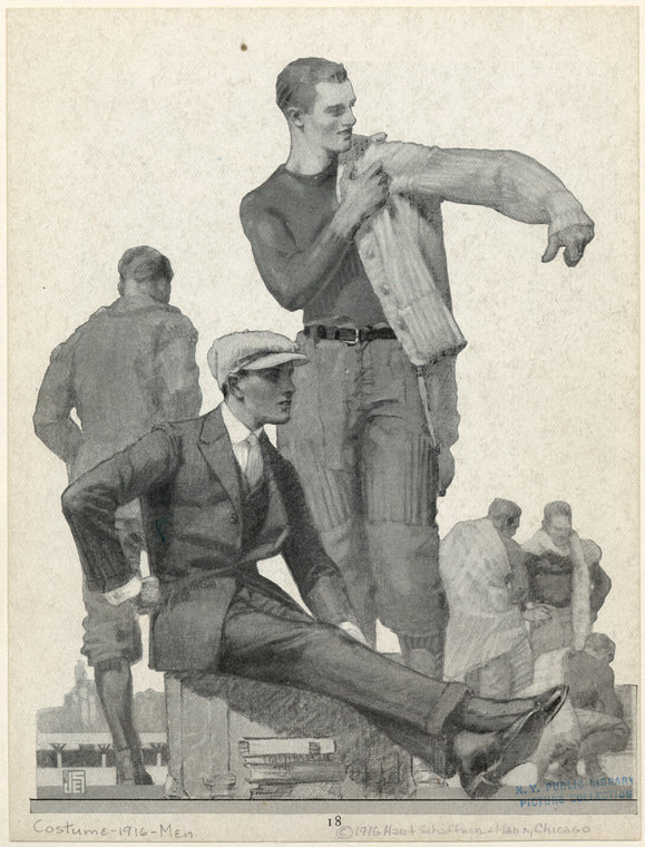 Young men watching a game, United States, 1910s