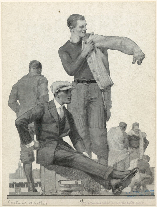 Young men watching a game, United States, 1910s