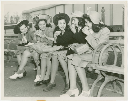 Fairgrounds - Visitors - Group of women picnic on bench