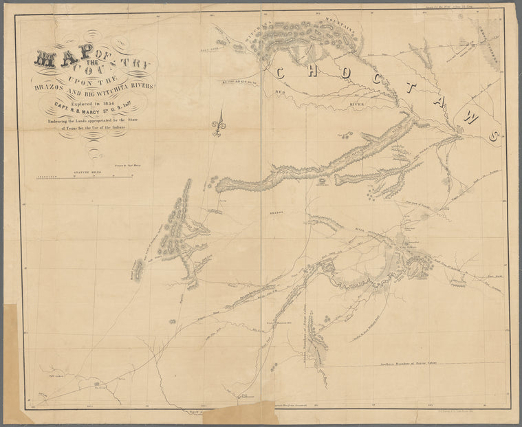 Map of the country upon the Brazos and Big Wichita Rivers: explored in 1854...embracing the lands appropriated by the state of Texas for the use of the Indians