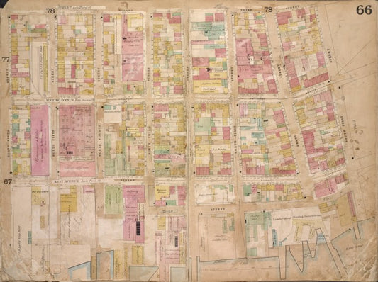 Brooklyn, Vol. 4, Double Page Plate No. 66; [Map bounded by 3rd St., South 1st St., East River, River St., Kent Ave., Including North 6th St., North 5th St., North 4th St., North 3rd St., North 2nd St., North 1st St., Grand St., Wythe Ave.]