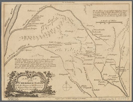 A new map of the Cherokee Nation: with the names of the towns & rivers they are situated on, no. lat. from 34 to 36
