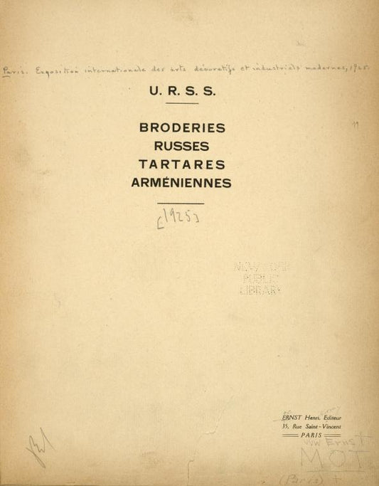 Broderies russes, tartares, armeniennes