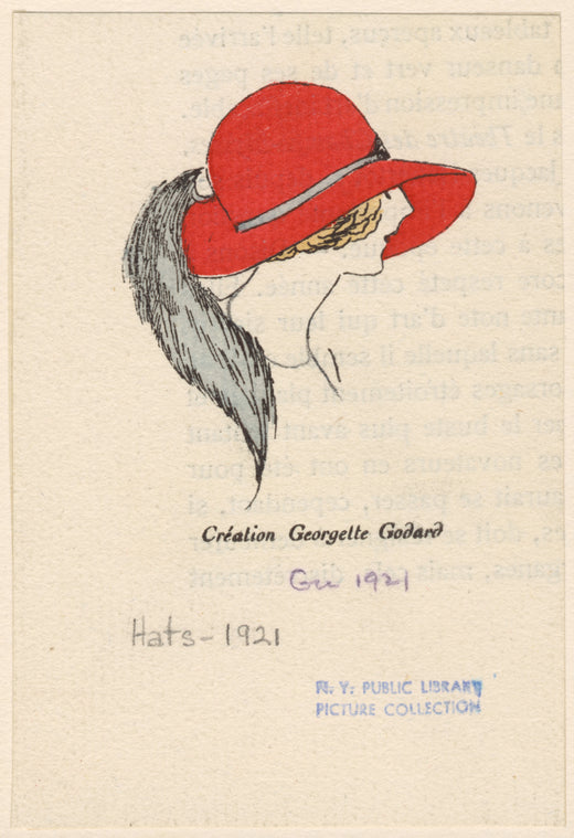 Woman in a red hat with a plume, 1920s