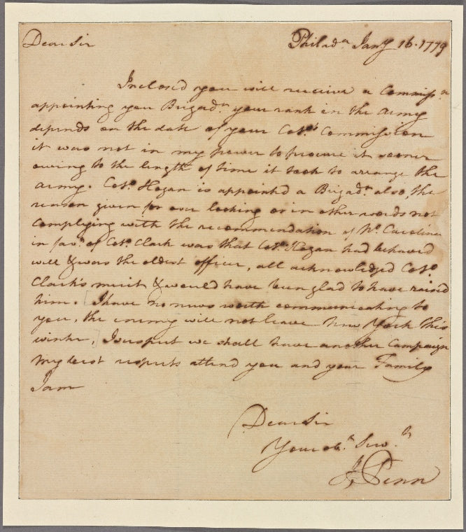 Letter to Gen. J[ethro] Sumner, Bute County, N.C.