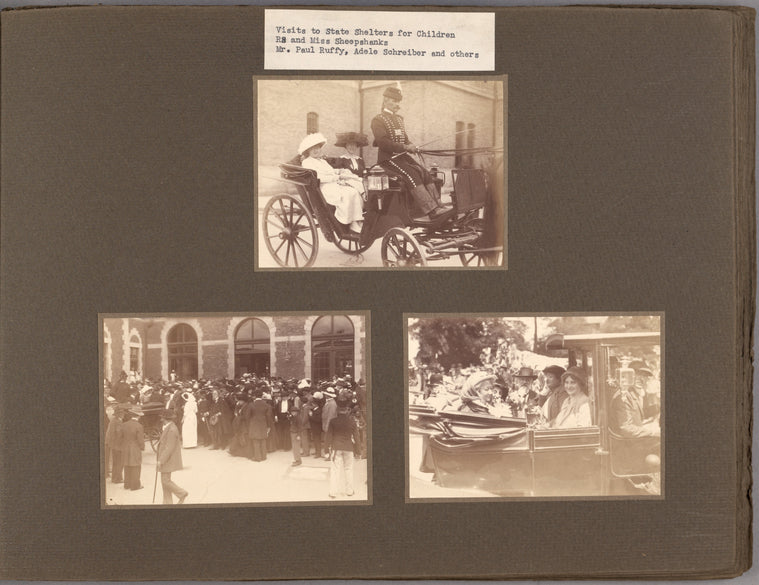 Visits to state shelters for children.  RS [Rosika Schwimmer] and Miss Sheepshanks; Mr. Paul Ruffy, Adele Schreiber, and others.