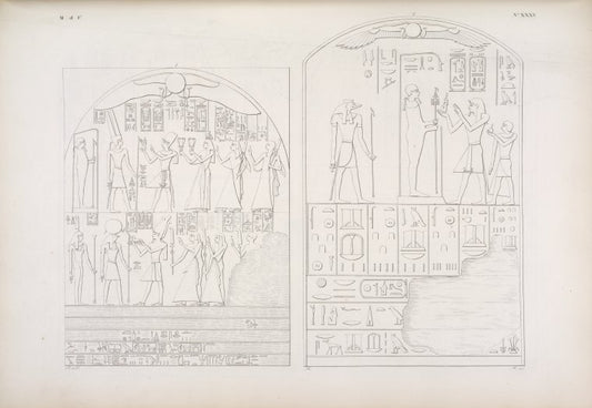 Il medesimo Menphtah II viene ad offerire con la moglie e coi figli, ad Amon-rê ed a Phtah [Ptah]; a Phrê [Ra] e a Tme. - Ramses III, con un figlio, offre a Phtah e a Sevek [Sobek].