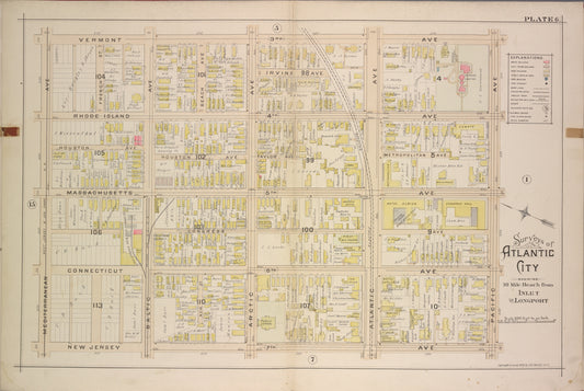 Atlantic City, Double Page Plate No. 6 [Map bounded by Vermont Ave., Pacific Ave., New Jersey Ave., Mediterranean Ave.]