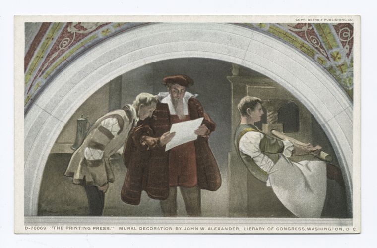 Printing Press, Mural, Library of Congress, Washington, D. C.