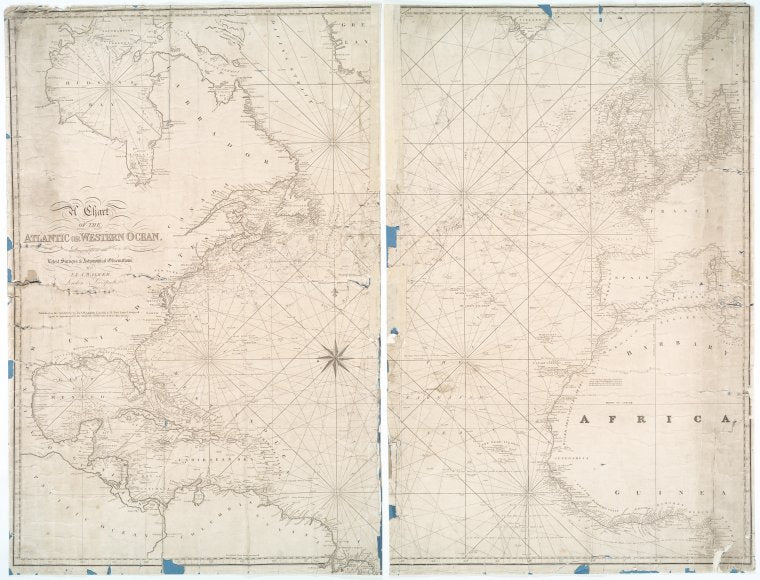 A chart of the Atlantic or Western Ocean