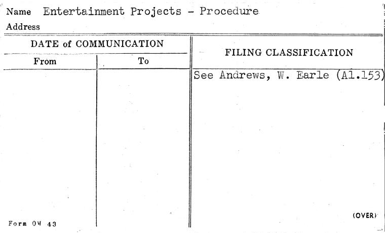 Entertainment Projects - Procedure