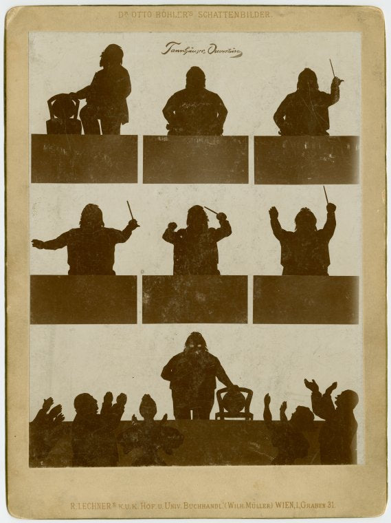 Cabinet photograph depicting a silhouetted Hans Richter conducting the Tannhäuser Ouvertüre