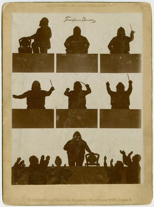 Cabinet photograph depicting a silhouetted Hans Richter conducting the Tannhäuser Ouvertüre